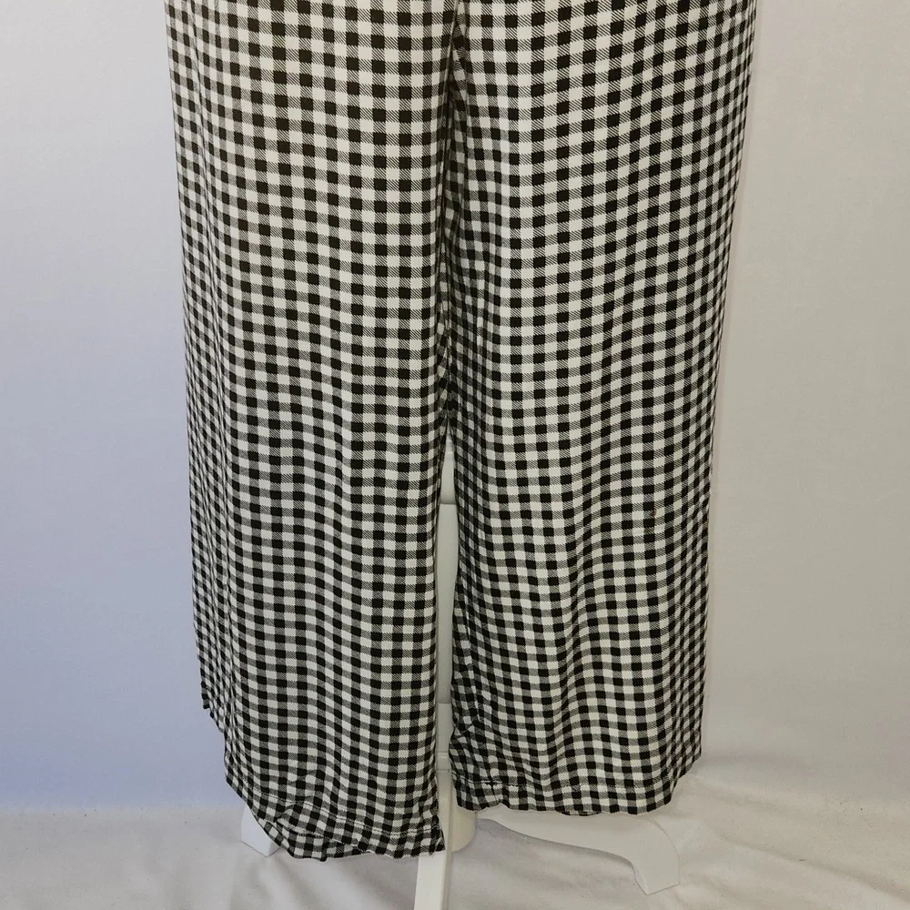 Torrid 4X Black White Gingham Print Wide Leg Elastic Back Pockets Cropped Pants